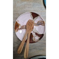 Serveringsskl - stor (lyserd/mrkebrun)