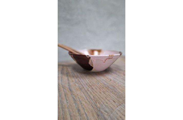 Serveringsskl - stor (lyserd/mrkebrun)