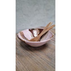 Serveringsskl - stor (lyserd/mrkebrun)