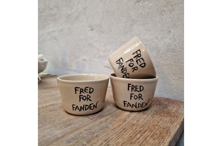 Krus med tekst u. hank - hvid 