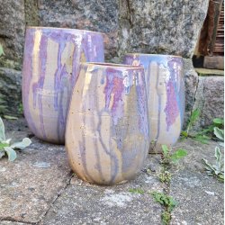 Stor keramik vase med l�beglasur